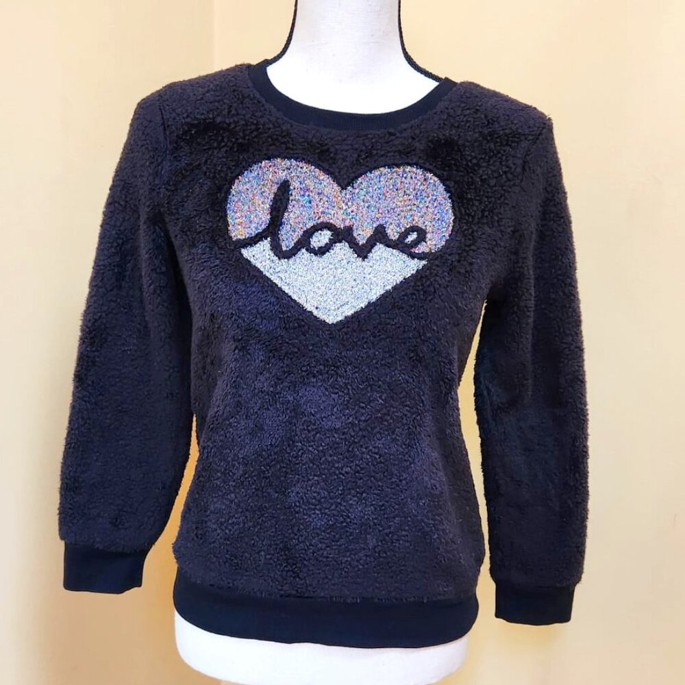 Cat & Jack sparkle 'Love' plush pullover/sweater- Girls LC